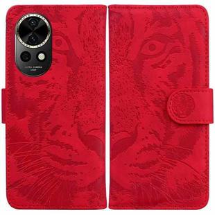 For Huawei nova 12 Tiger Embossing Pattern Flip Leather Phone Case(Red)