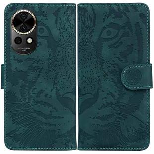 For Huawei nova 12 Tiger Embossing Pattern Flip Leather Phone Case(Green)