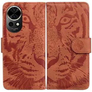 For Huawei nova 12 Tiger Embossing Pattern Flip Leather Phone Case(Brown)