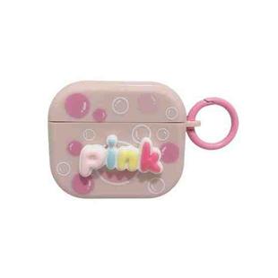 For AirPods Pro 2 Fresh 3D Text Skin Feel Earbuds Box PC Case(Pink)