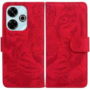 For Redmi 13 4G Tiger Embossing Pattern Flip Leather Phone Case(Red)