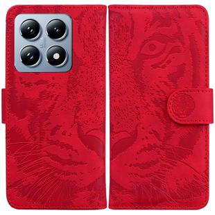 For Xiaomi 14T Pro Tiger Embossing Pattern Flip Leather Phone Case(Red)