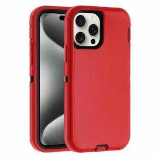 For iPhone 15 Pro Max Robot Three-proof Life Waterproof Phone Case with Holder(Red + Black)
