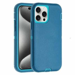 For iPhone 15 Pro Max Robot Three-proof Life Waterproof Phone Case with Holder(Dark Blue + Light Blue)