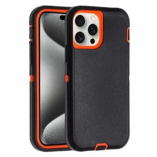 For iPhone 15 Pro Robot Three-proof Life Waterproof Phone Case with Holder(Black + Orange)
