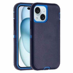 For iPhone 15 Plus Robot Three-proof Life Waterproof Phone Case with Holder(Royal Blue + Blue)