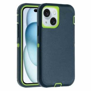 For iPhone 15 Robot Three-proof Life Waterproof Phone Case with Holder(Dark Green + Light Green)