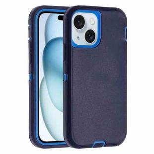 For iPhone 15 Robot Three-proof Life Waterproof Phone Case with Holder(Royal Blue + Blue)