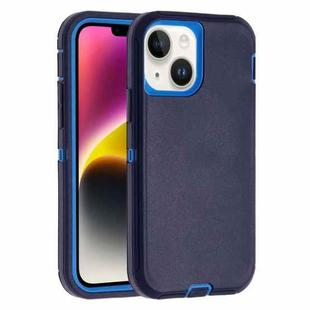 For iPhone 14 Plus Robot Three-proof Life Waterproof Phone Case with Holder(Royal Blue + Blue)