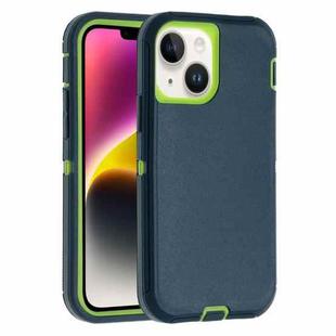 For iPhone 14 Robot Three-proof Life Waterproof Phone Case with Holder(Dark Green + Light Green)