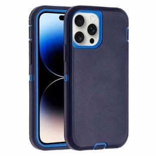 For iPhone 14 Pro Robot Three-proof Life Waterproof Phone Case with Holder(Royal Blue + Blue)
