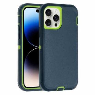 For iPhone 14 Pro Max Robot Three-proof Life Waterproof Phone Case with Holder(Dark Green + Light Green)