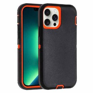 For iPhone 13 Pro Max Robot Three-proof Life Waterproof Phone Case with Holder(Black + Orange)