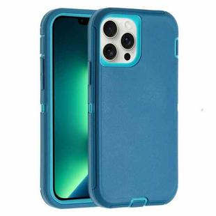 For iPhone 13 Pro Robot Three-proof Life Waterproof Phone Case with Holder(Dark Blue + Light Blue)