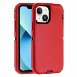 For iPhone 13 Robot Three-proof Life Waterproof Phone Case with Holder(Red + Black)