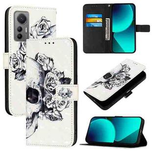 For Xiaomi 12 Lite 3D Painting Horizontal Flip Leather Phone Case(Skull)