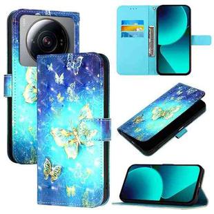 For Xiaomi 12S Ultra 3D Painting Horizontal Flip Leather Phone Case(Golden Butterfly)