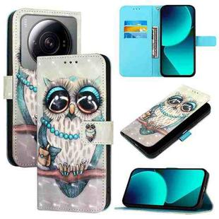 For Xiaomi 12S Ultra 3D Painting Horizontal Flip Leather Phone Case(Grey Owl)