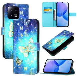 For Xiaomi 13 3D Painting Horizontal Flip Leather Phone Case(Golden Butterfly)