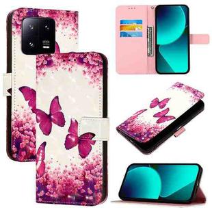 For Xiaomi 13 Pro 3D Painting Horizontal Flip Leather Phone Case(Rose Butterfly)