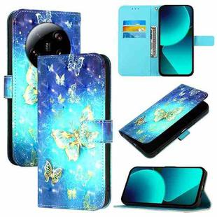 For Xiaomi 13 Ultra 3D Painting Horizontal Flip Leather Phone Case(Golden Butterfly)