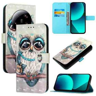 For Xiaomi 13 Ultra 3D Painting Horizontal Flip Leather Phone Case(Grey Owl)