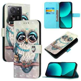 For Xiaomi 13T Global / 13T Pro Global 3D Painting Horizontal Flip Leather Phone Case(Grey Owl)