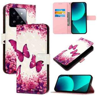 For Xiaomi 14 Pro 3D Painting Horizontal Flip Leather Phone Case(Rose Butterfly)