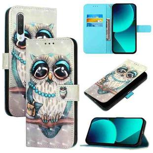For Xiaomi Mi CC9 / Mi 9 Lite 3D Painting Horizontal Flip Leather Phone Case(Grey Owl)