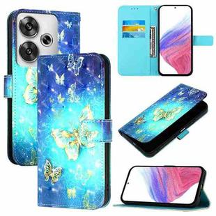 For Xiaomi Poco F6 5G 3D Painting Horizontal Flip Leather Phone Case(Golden Butterfly)