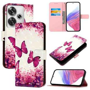 For Xiaomi Poco F6 5G 3D Painting Horizontal Flip Leather Phone Case(Rose Butterfly)