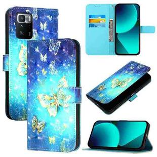 For Xiaomi Poco X3 GT 3D Painting Horizontal Flip Leather Phone Case(Golden Butterfly)