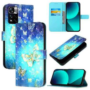 For Xiaomi Poco X4 NFC 3D Painting Horizontal Flip Leather Phone Case(Golden Butterfly)