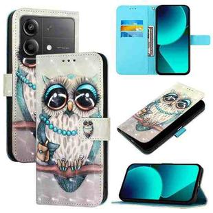 For Xiaomi Poco X6 Neo Global 3D Painting Horizontal Flip Leather Phone Case(Grey Owl)