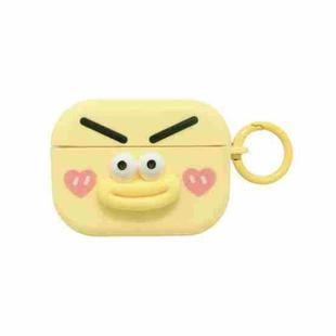 For AirPods Pro Fresh 3D Emoji Pattern Skin Feel Earbuds Box PC Case(Yellow)