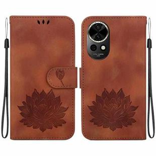 For Huawei nova 12 Lotus Embossed Leather Phone Case(Brown)