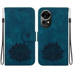 For Huawei nova 12 Lotus Embossed Leather Phone Case(Dark Blue)