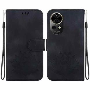 For Huawei nova 12 Lotus Embossed Leather Phone Case(Black)