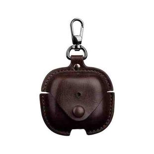 For Redmi Buds 6 Active Edition Business Leather Earphone Protective Case with Hook(Dark Brown)