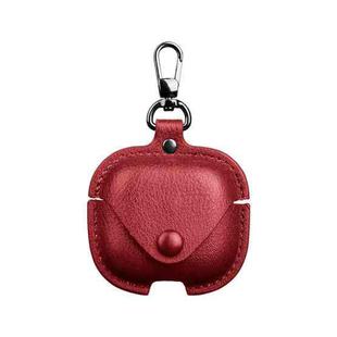 For Redmi Buds 6 Active Edition Business Leather Earphone Protective Case with Hook(Red)