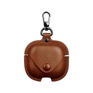 For Redmi Buds 6 Active Edition Business Leather Earphone Protective Case with Hook(Light Brown)