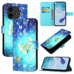 For vivo iQOO Z9 / iQOO Z9 Turbo 3D Painting Horizontal Flip Leather Phone Case(Golden Butterfly)