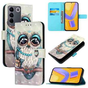 For vivo V27e 4G Global / T2 4G Global 3D Painting Horizontal Flip Leather Phone Case(Grey Owl)