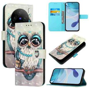 For vivo X100s 3D Painting Horizontal Flip Leather Phone Case(Grey Owl)