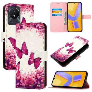 For vivo Y02 / Y02A / Y02t / Y11 2023 3D Painting Horizontal Flip Leather Phone Case(Rose Butterfly)