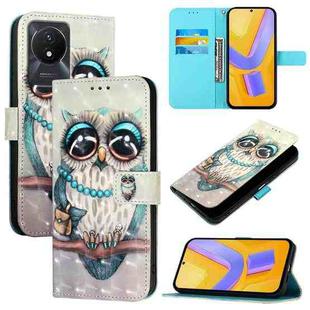 For vivo Y02 / Y02A / Y02t / Y11 2023 3D Painting Horizontal Flip Leather Phone Case(Grey Owl)