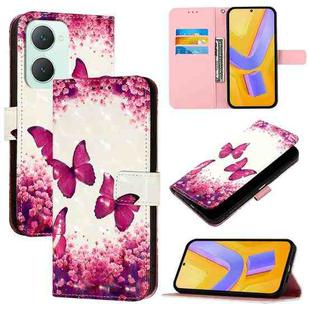 For vivo Y03 Global 3D Painting Horizontal Flip Leather Phone Case(Rose Butterfly)