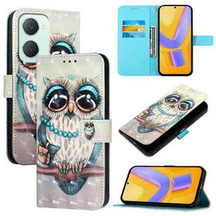 For vivo Y03 Global 3D Painting Horizontal Flip Leather Phone Case(Grey Owl)