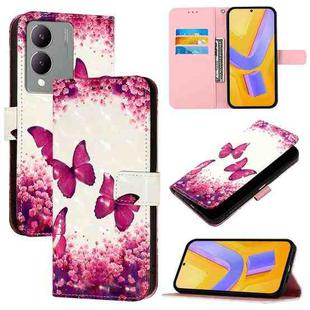 For vivo Y17s 4G Global / 5G India 3D Painting Horizontal Flip Leather Phone Case(Rose Butterfly)