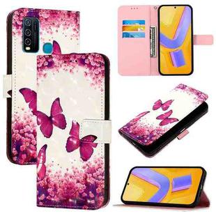 For vivo Y30 4G Global 3D Painting Horizontal Flip Leather Phone Case(Rose Butterfly)